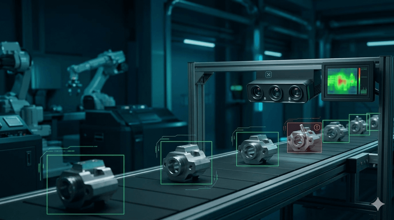 Automated visual inspection system on an industrial line